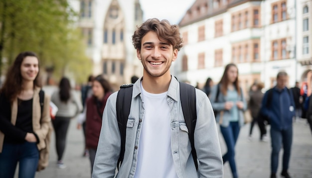 a smiling 17 year old international male student at university in Germany