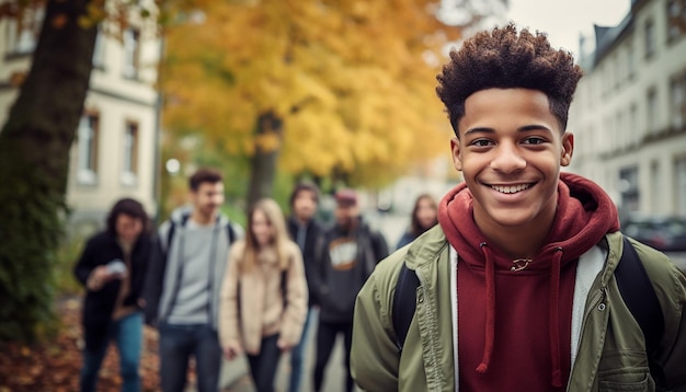 a smiling 17 year old international male student at university in germany