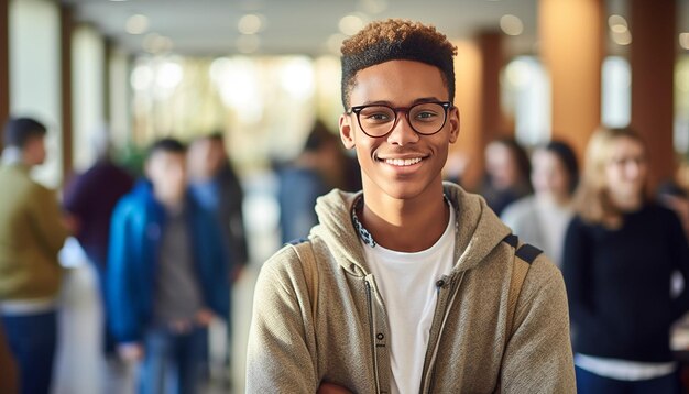 Photo a smiling 17 year old international male student at university in germany