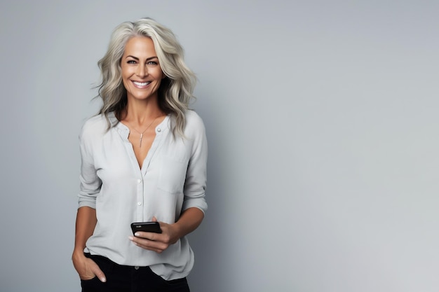 Smiling Adult Woman in White Shirt