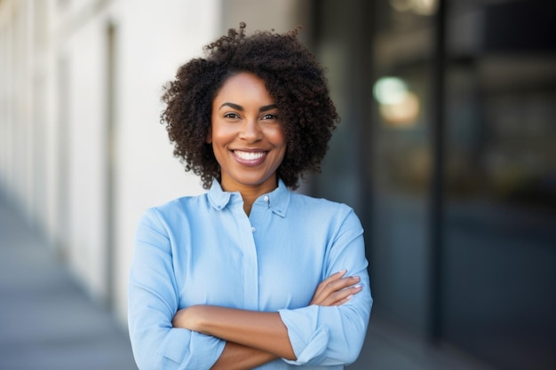 Foto una donna d'affari afroamericana sorridente