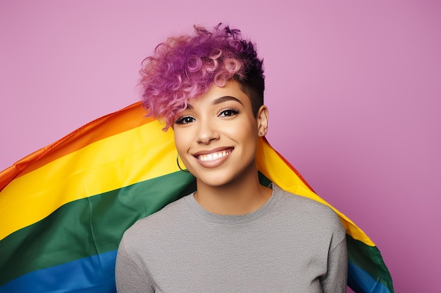 웃는 아프리카계 미국인 소녀와 LGBT 발 다양성 자부심