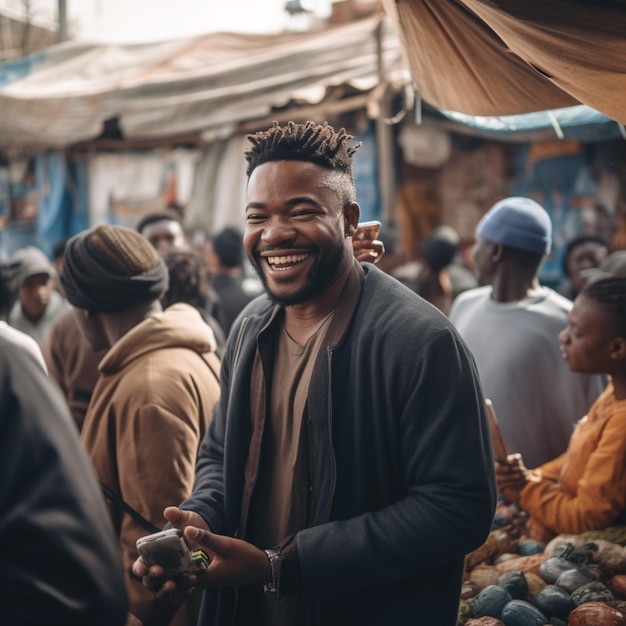 Smiling African Man in the Market