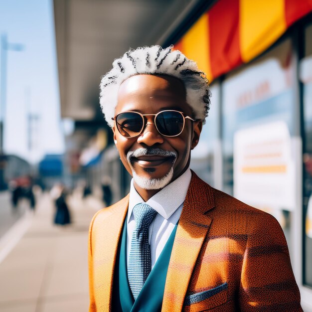 smiling afro american business people in the street smiling afro american business people in th