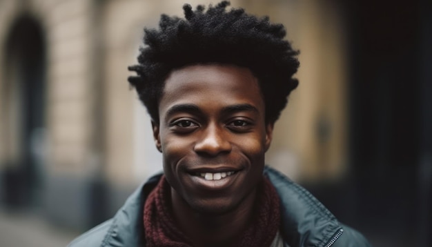 Smiling afro american man looking at camera