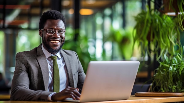 A smiling americanafrican businessman generated ai