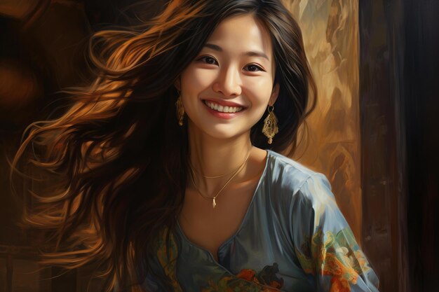 写真 笑顔のアジア人女性ジェネレーテ・アイ