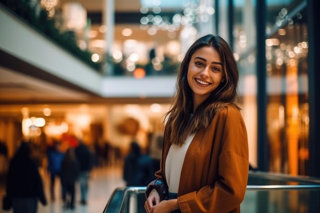 Smiling attractive young women shopping at shoes store ai generated