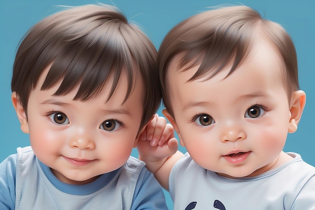 Smiling baby boy and girl in cute portrait generated by AI