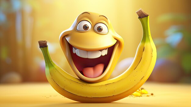 Photo smiling banana cartoon