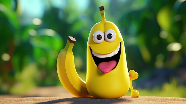 Photo smiling banana cartoon