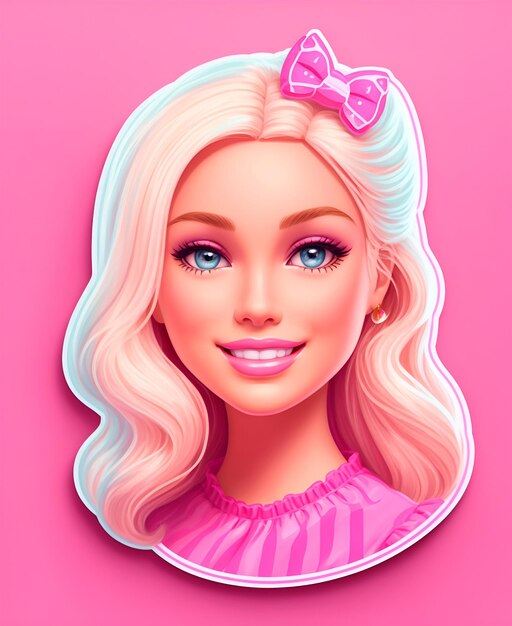 Smiling Barbie Doll Sticker