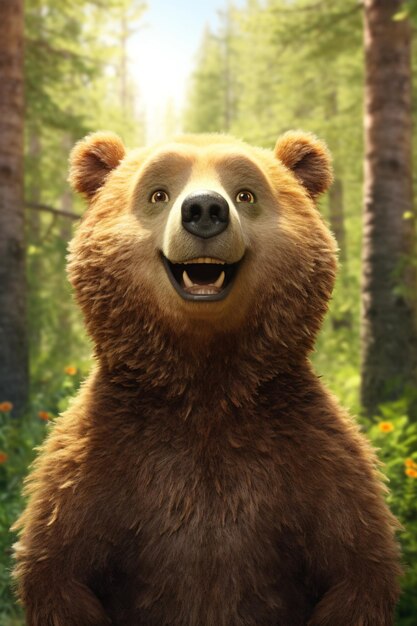 Photo smiling bear generative ai