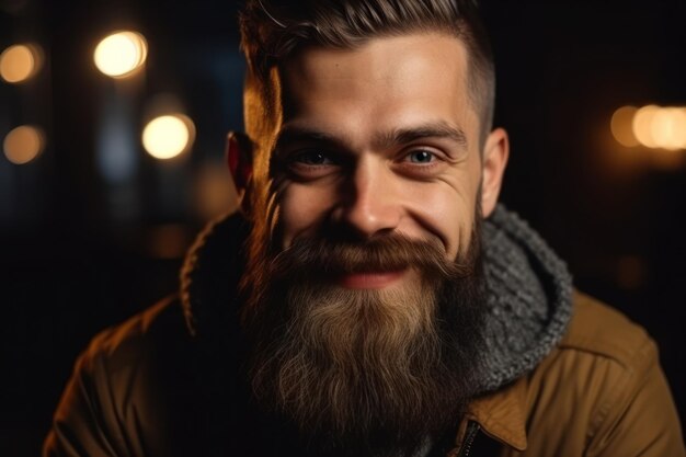 Smiling bearded man looking at camera