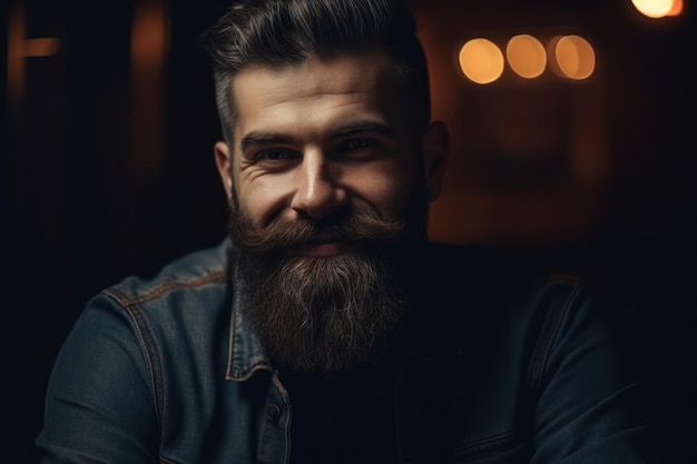 Smiling bearded man looking at camera