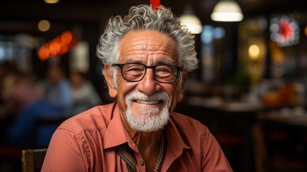 smiling bearded man in pub