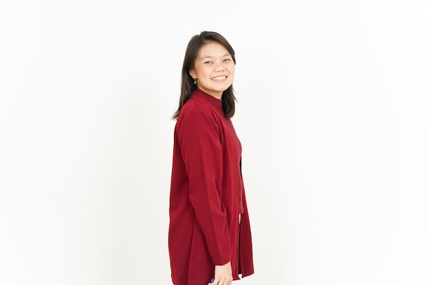 Smiling Of Beautiful Asian Woman Wearing Red Shirt Isolated On White Background