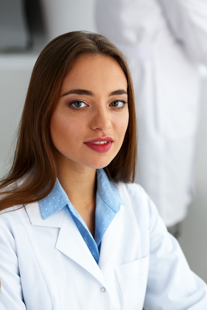 Smiling beautiful technician woman portrait