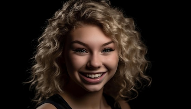 Smiling blond woman beauty in portrait looking at camera cheerfully generated by artificial intelligence