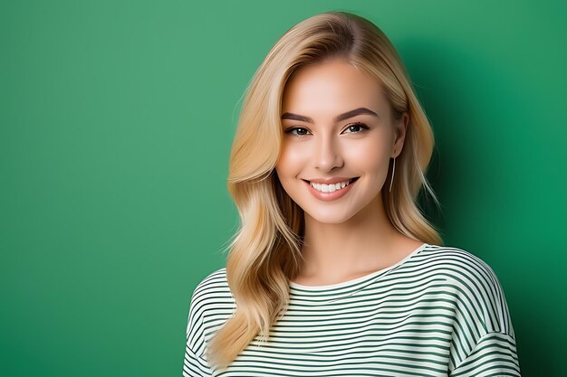 A smiling blonde girl with natural appearance