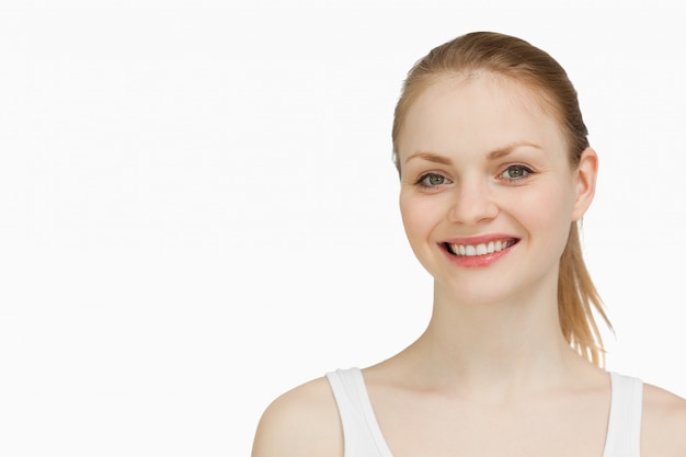 Smiling blonde-haired woman