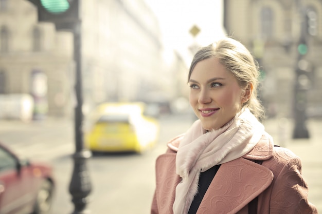 Smiling blonde woman