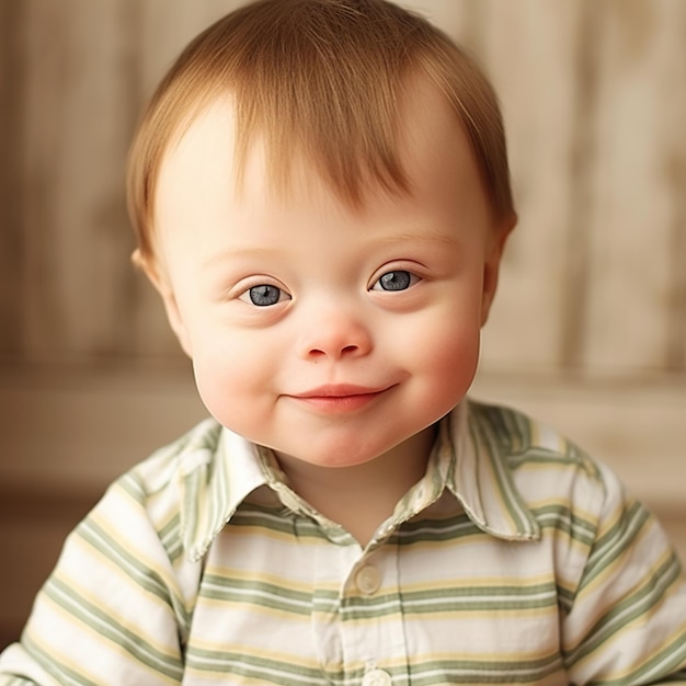 Smiling boy with down syndrome AI Generated