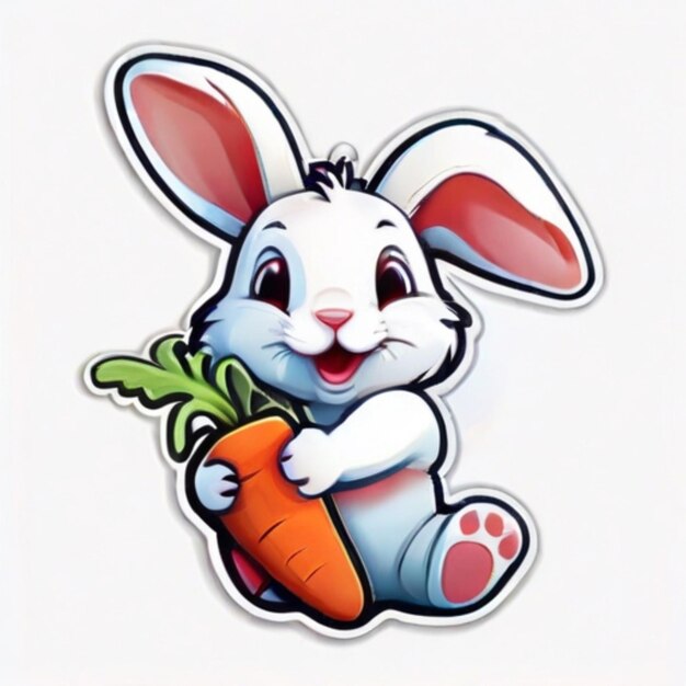 Photo smiling bunny sticker with carrot28