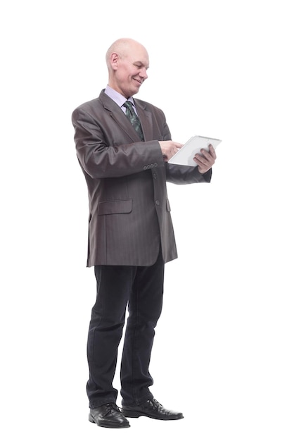 Smiling business man with a digital tablet