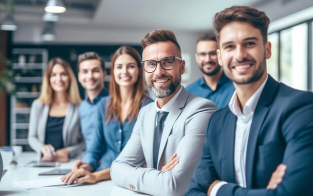 Smiling Business Team in Corporate Presentation