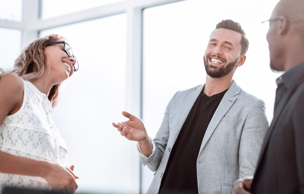 Smiling business team on a work breakoffice weekdays