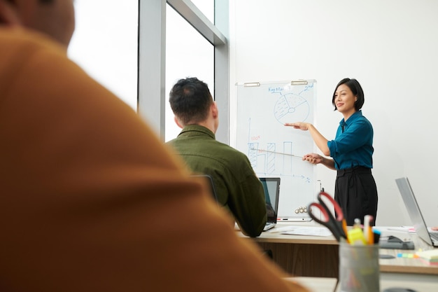 Smiling business trainer speaking