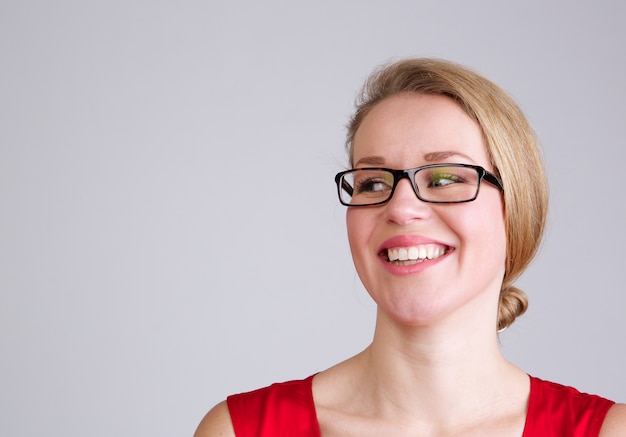 Smiling business woman with glasses