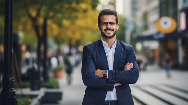 smiling businessman in formal wear