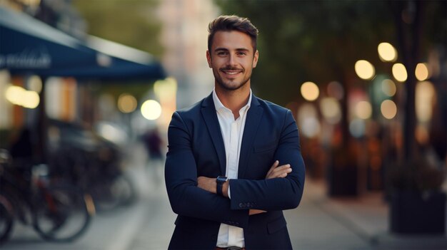 smiling businessman in formal wear