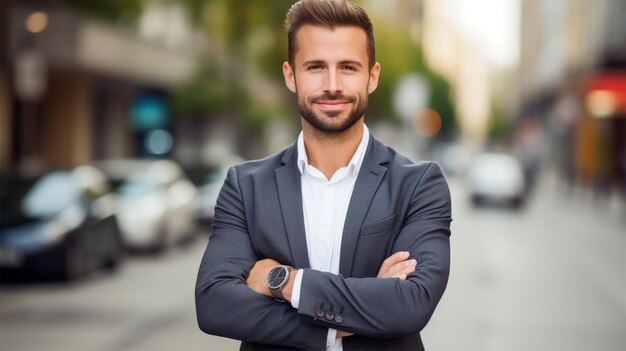 smiling businessman in formal wear