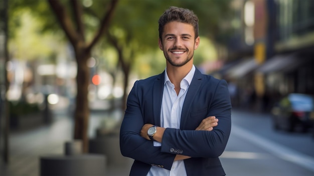 smiling businessman in formal wear