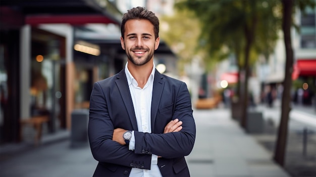 smiling businessman in formal wear