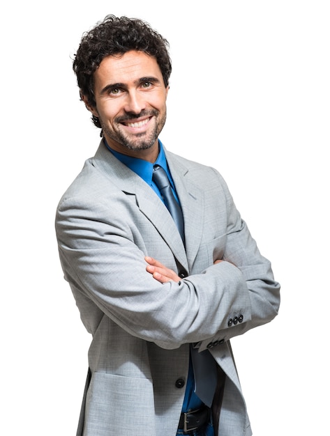 Smiling businessman in his office