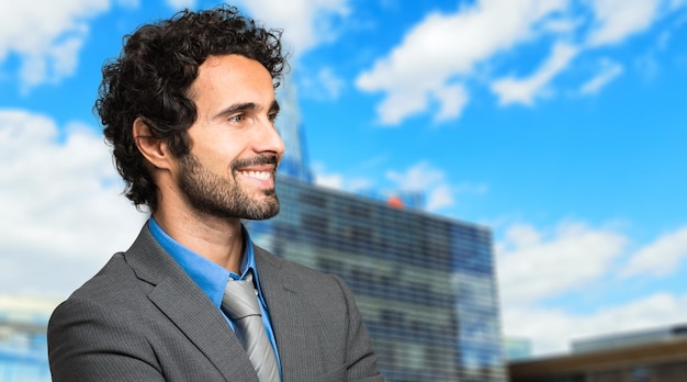 Smiling businessman portrait outdoor smiling