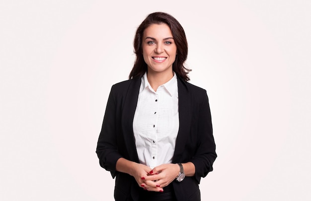 Smiling businesswoman in formal outfit