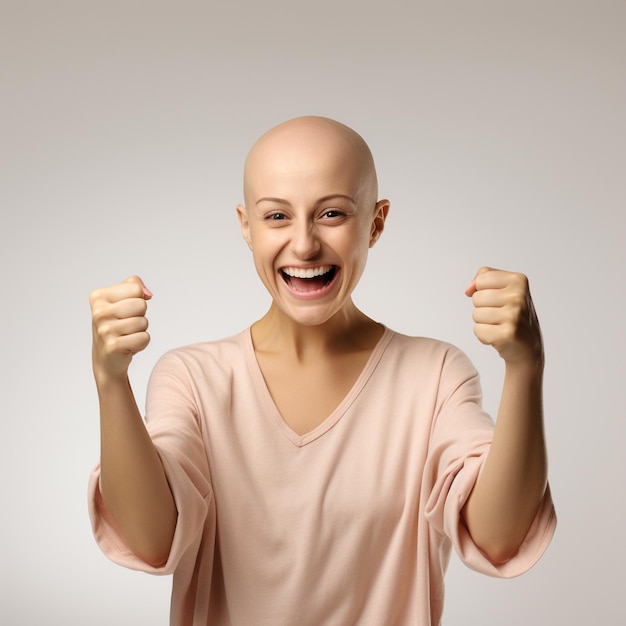 Photo smiling cancer fighter women