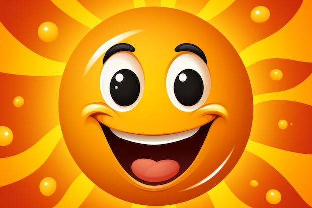 a smiling cartoon sun on an orange background