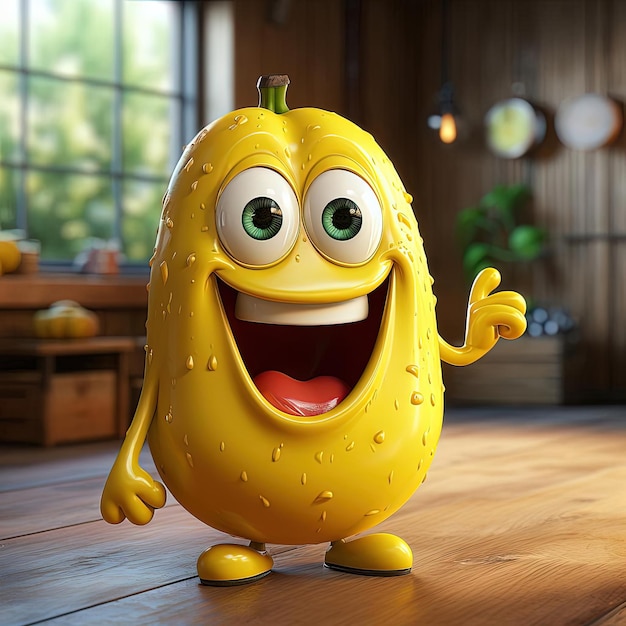 smiling character of white banana