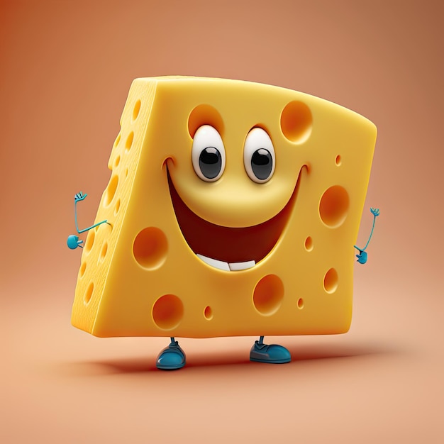 Smiling cheese emoji ai generated cheddar parmesan illustration Swiss cheese with holes emoticon with broad smile happy kawaii personage with smiling face expression diary food appetizer