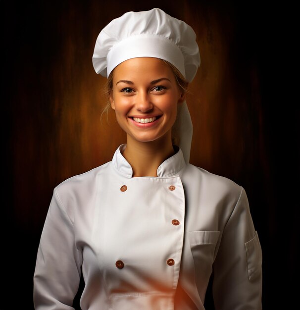 a smiling chef holding a wooden spoon