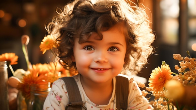 Smiling child cute and cheerful one person portrait