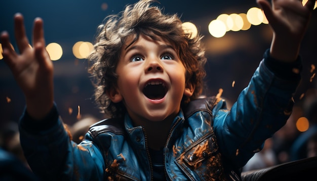 Smiling child playing in nature pure happiness generated by AI