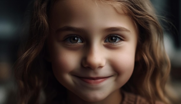Smiling child portrait cute and cheerful exuding happiness and innocence generated by AI