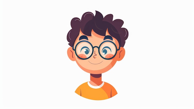 Smiling child in spectacles eye glasses Smiling kid in eyewear spectacles eye glasses Bad eyesight myopia Flat graphic modern illustration isolated on white